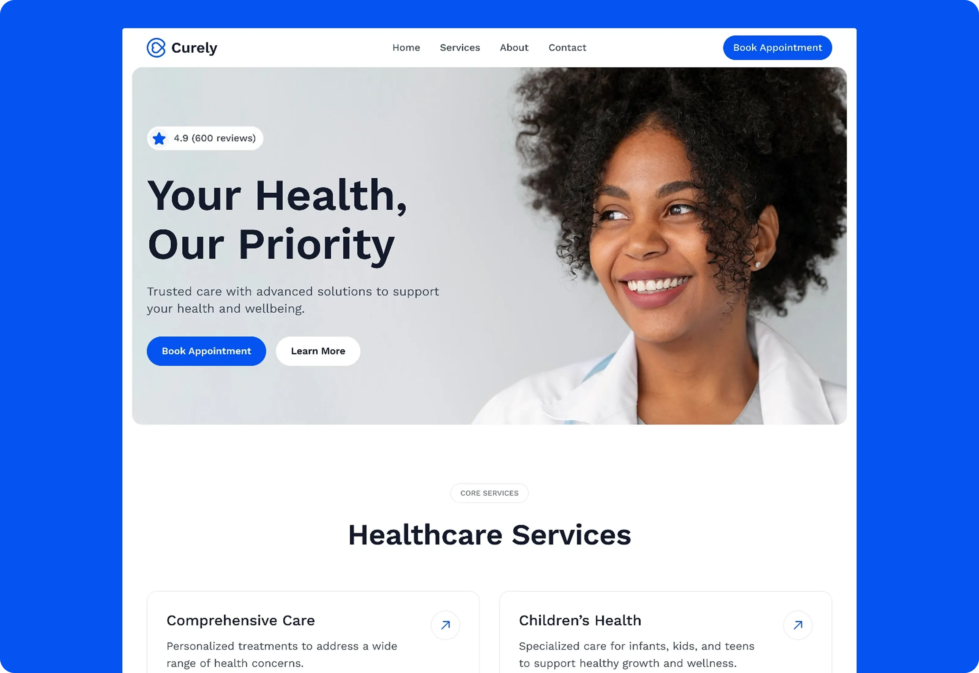 Curely Health Care Website Optimized