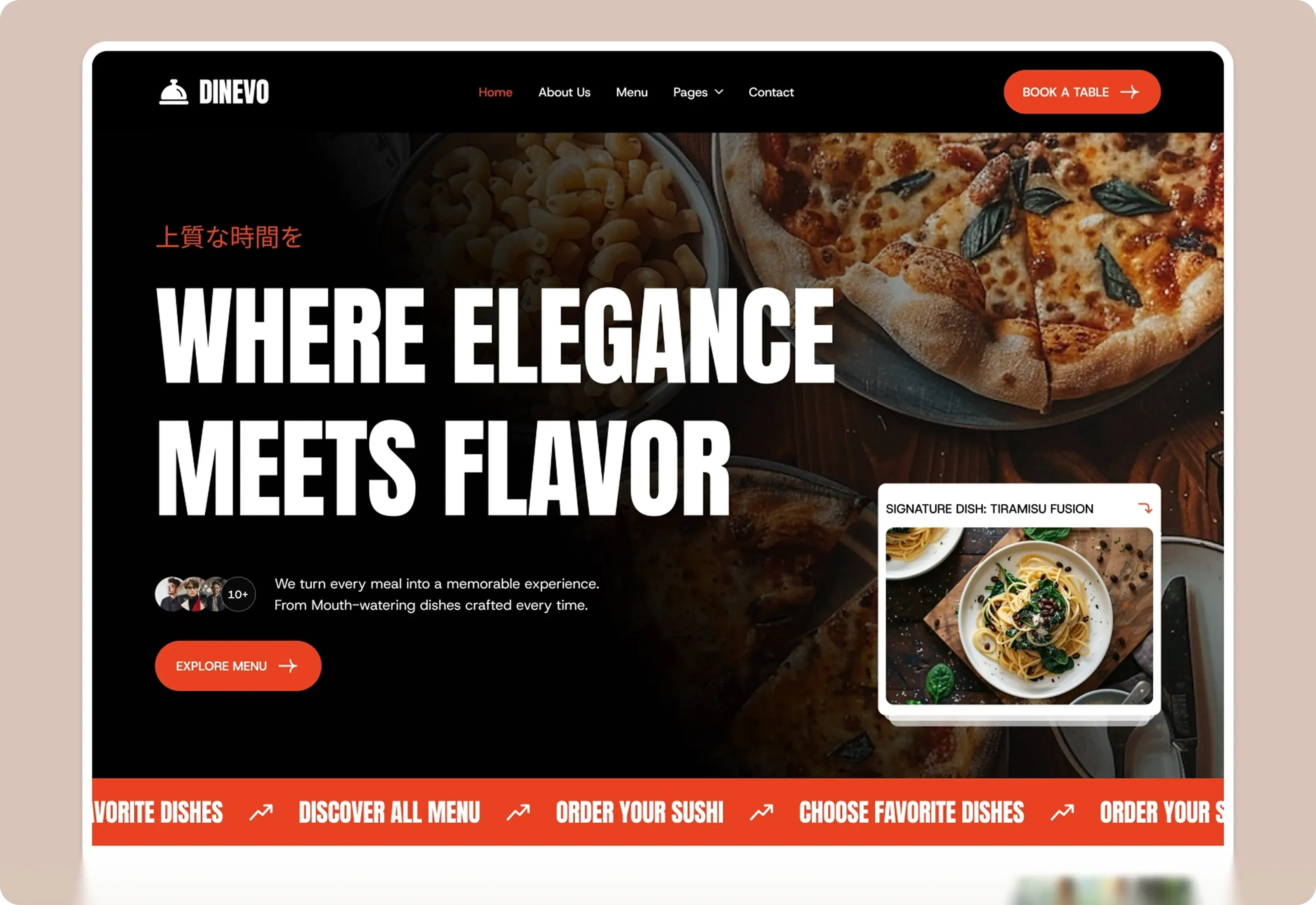 Dinevo Restaurant Food Cafe Website Optimized